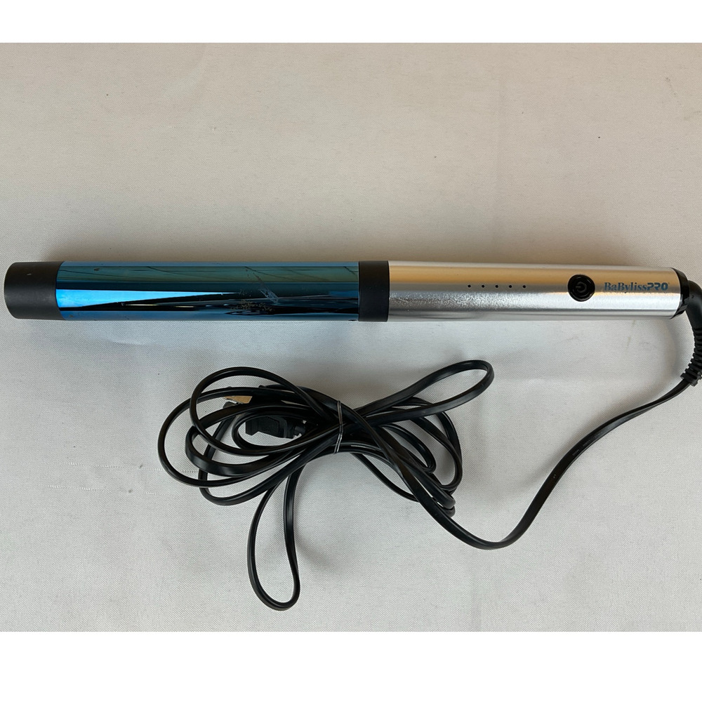 BaByliss PRO Nano Titanium Curling Wand, Blue/Silver - 1.25 Inch Barrel